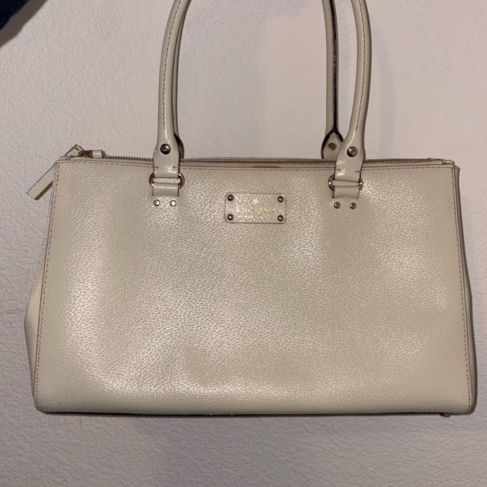 Cream Kate Spade Pebble Leather Tote
